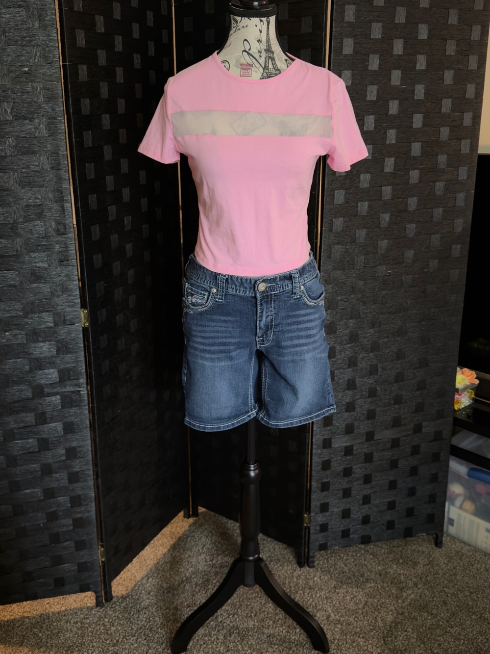 Pink Mesh-Insert Tee